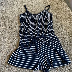 Aeropostale Navy and White Striped Romper